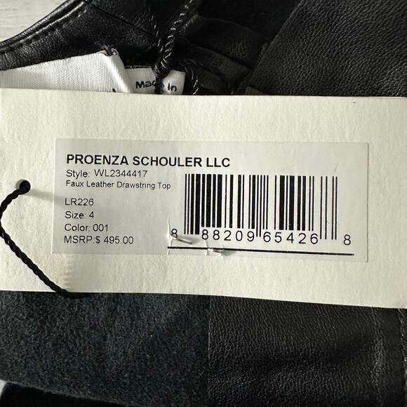Proenza Schouler White Label Drawstring Detail Faux Leather Top Size 4 - Picture 5 of 13